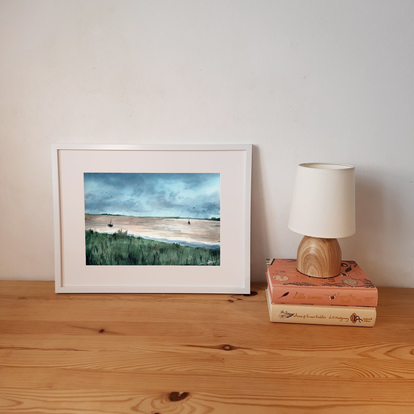 Reproduction A4 encadrée d'une aquarelle réaliste au format paysage de Saint-Pari-sur-Mer par Emma de Morel
