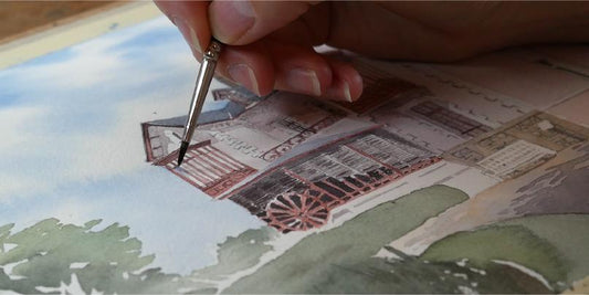 Réalisation d'une aquarelle.