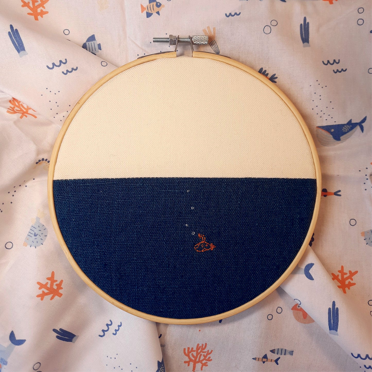 Large embroidery "Orange submarine"