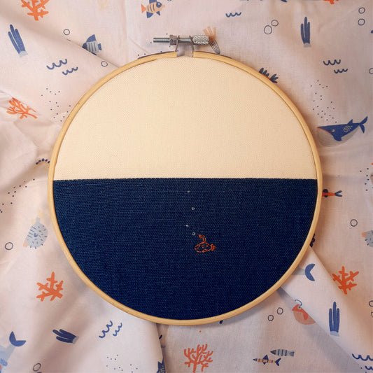 Large embroidery "Orange submarine"