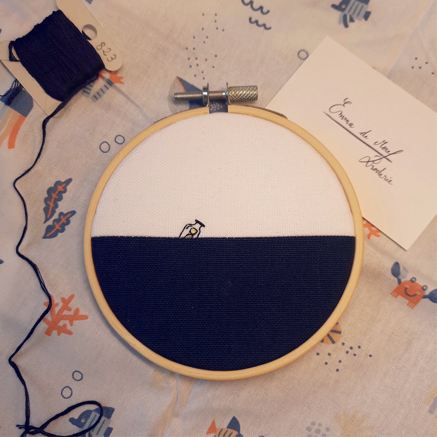 Small embroidery "Bottle in the sea"