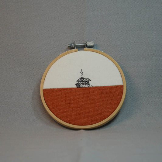 Petite broderie "Feu de cheminée"